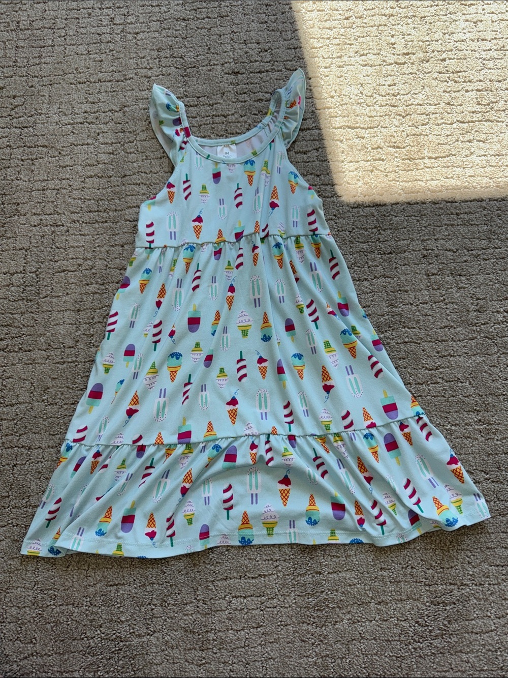 Girls' Light Blue Ice Cream Print Casual Dress